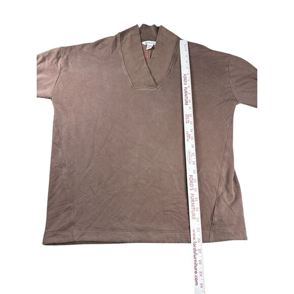 Athleta Clarity V-Neck Sweatshirt Womens Med Rustic Beige Tencel Pullover Cozy - Picture 10 of 11